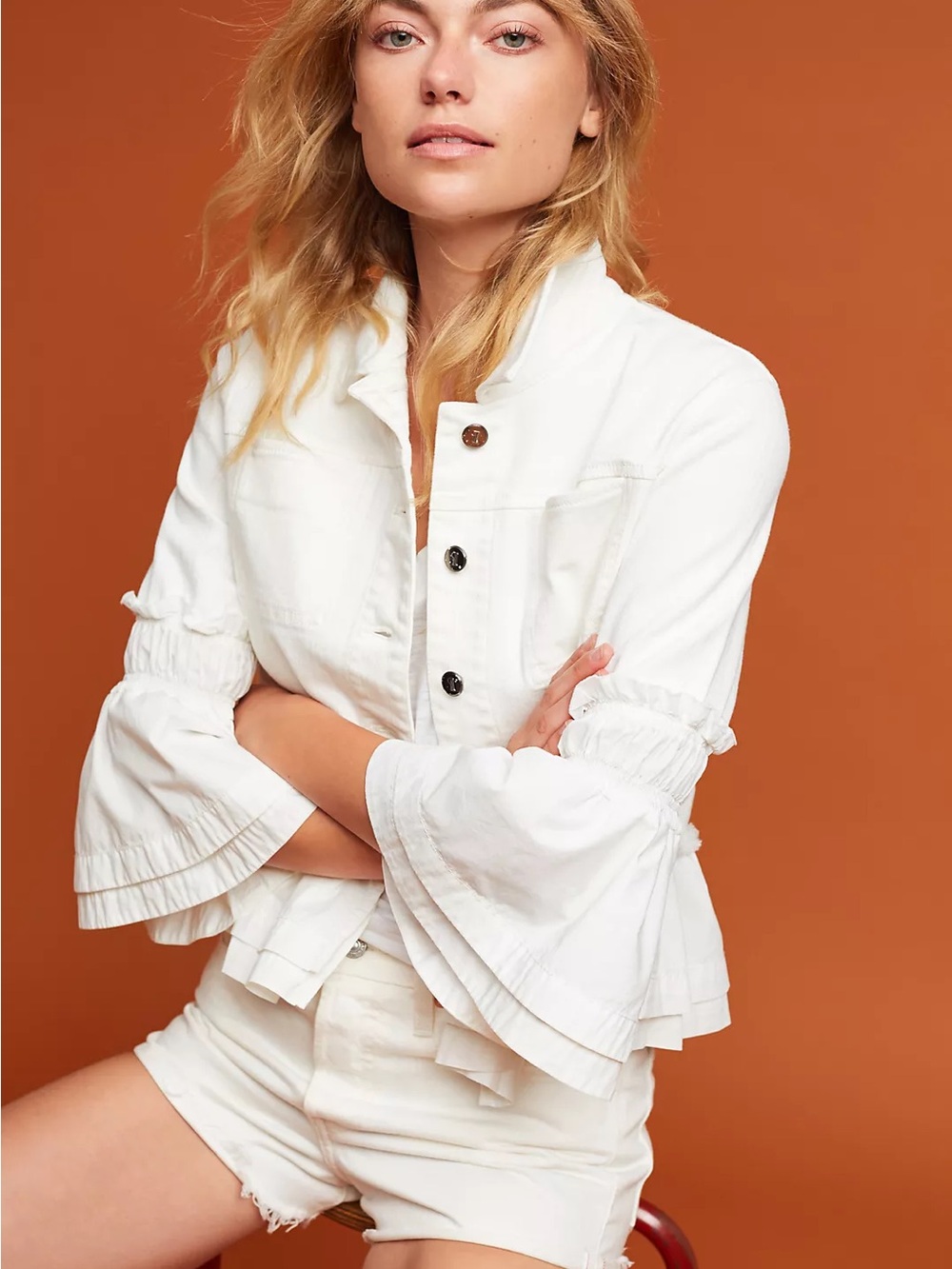 Antropologie Pilcro Peplum Denim Jacket